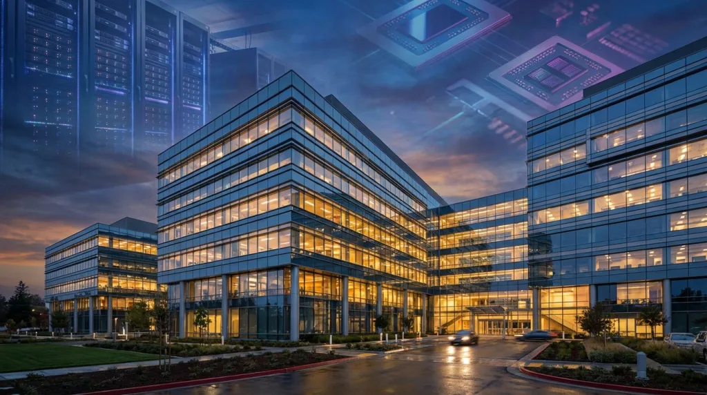 AMD Zentrale mit Fokus auf Rechenzentren und GPUs, Symbolbild für Analyse zum AMD Kursziel