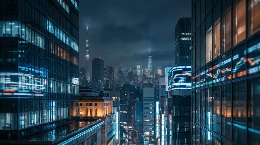 Bank of Japan im Finanzdistrikt mit Fokus auf Yen-Wechselkurs und JGB-Markt