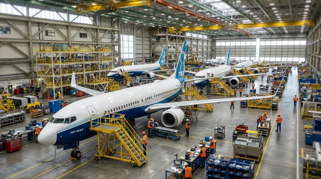 Boeing Quartal: -2,5% trotz Gewinn-Wende 2 Boeing Quartal mit hoher Flugzeugproduktion in moderner Endmontagelinie