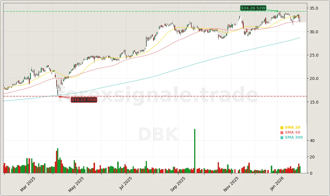 Deutsche Bank AG Aktienchart - 252 Tage Kursverlauf - Januar 2026