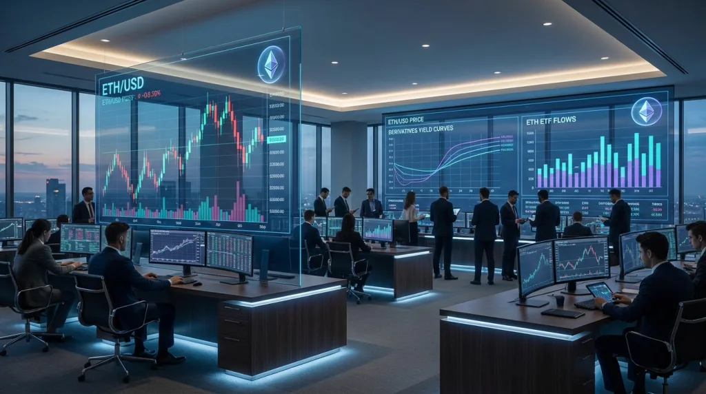 Ethereum Marktanalyse mit Fokus auf ETF-Abflüsse, Derivate-Daten und Kursentwicklung