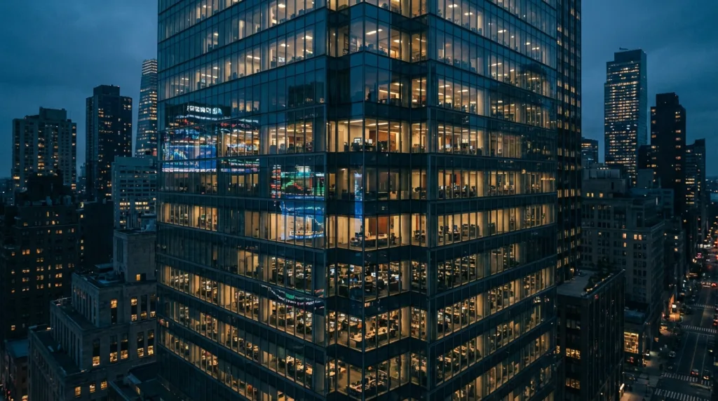 New Yorker JPMorgan-Zentrale im Abendlicht vor Veröffentlichung der JPMorgan Quartalszahlen