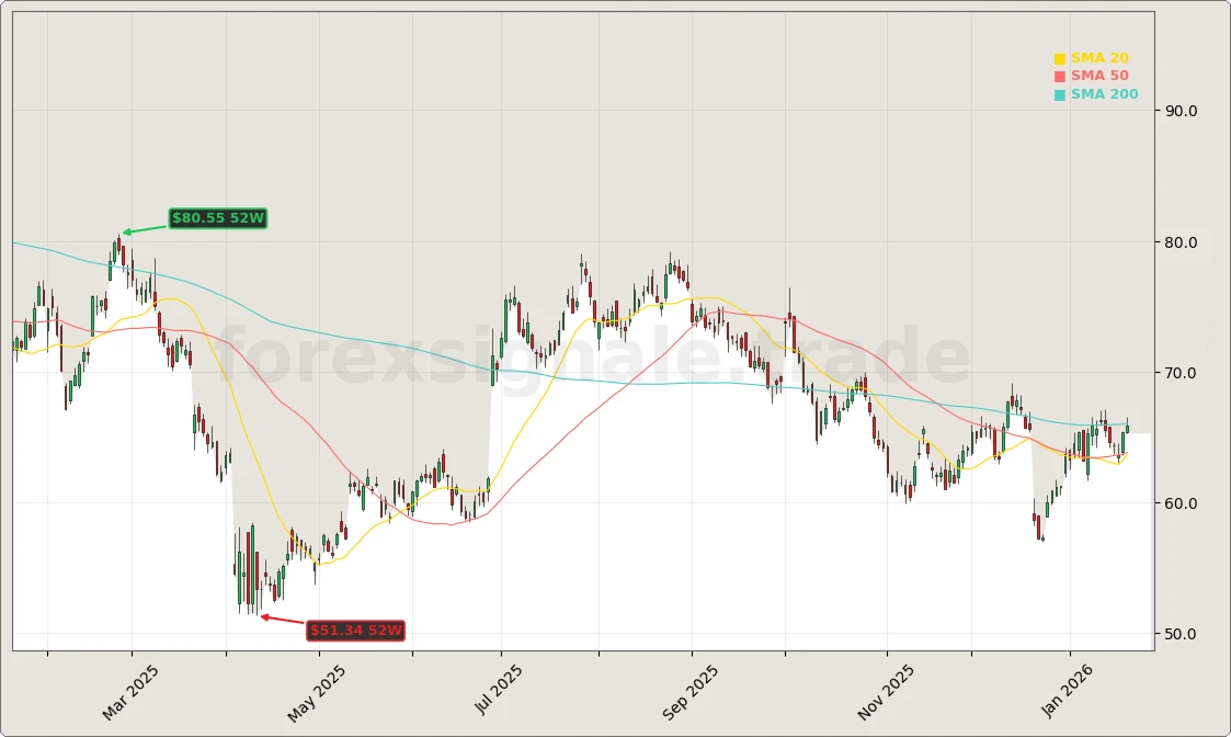 Nike, Inc. Aktienchart - 252 Tage Kursverlauf - Januar 2026