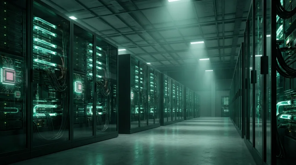 Hochmodernes KI-Rechenzentrum symbolisiert NVIDIA CoreWeave AI-Factories und massive GPU-Infrastruktur.