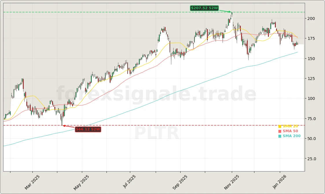 Palantir Technologies Inc. Aktienchart - 252 Tage Kursverlauf - Januar 2026