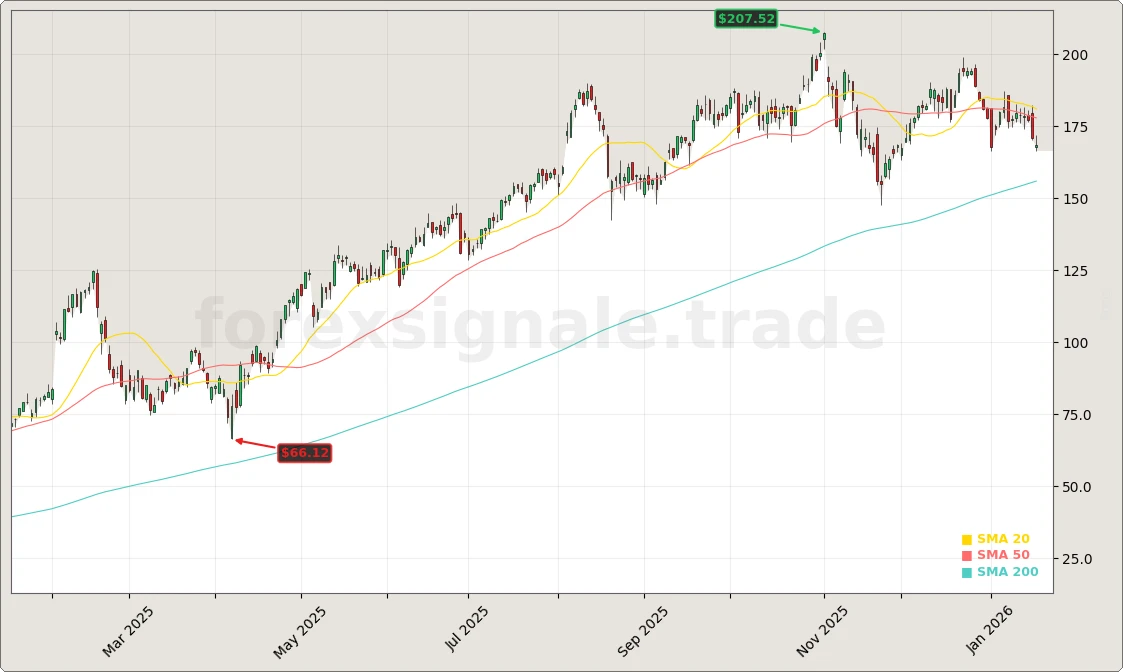 Palantir Technologies Inc. Aktienchart - 252 Tage Kursverlauf - Januar 2026