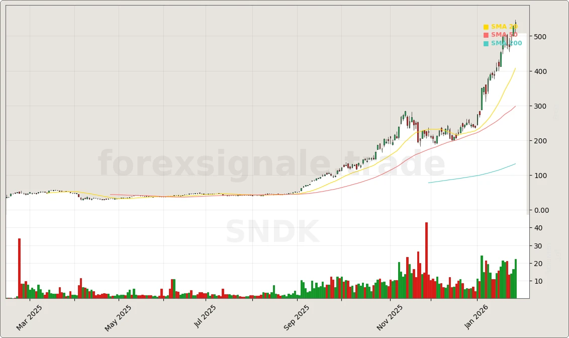 Sandisk Speicherchips Aktienchart - 252 Tage Kursverlauf - Januar 2026