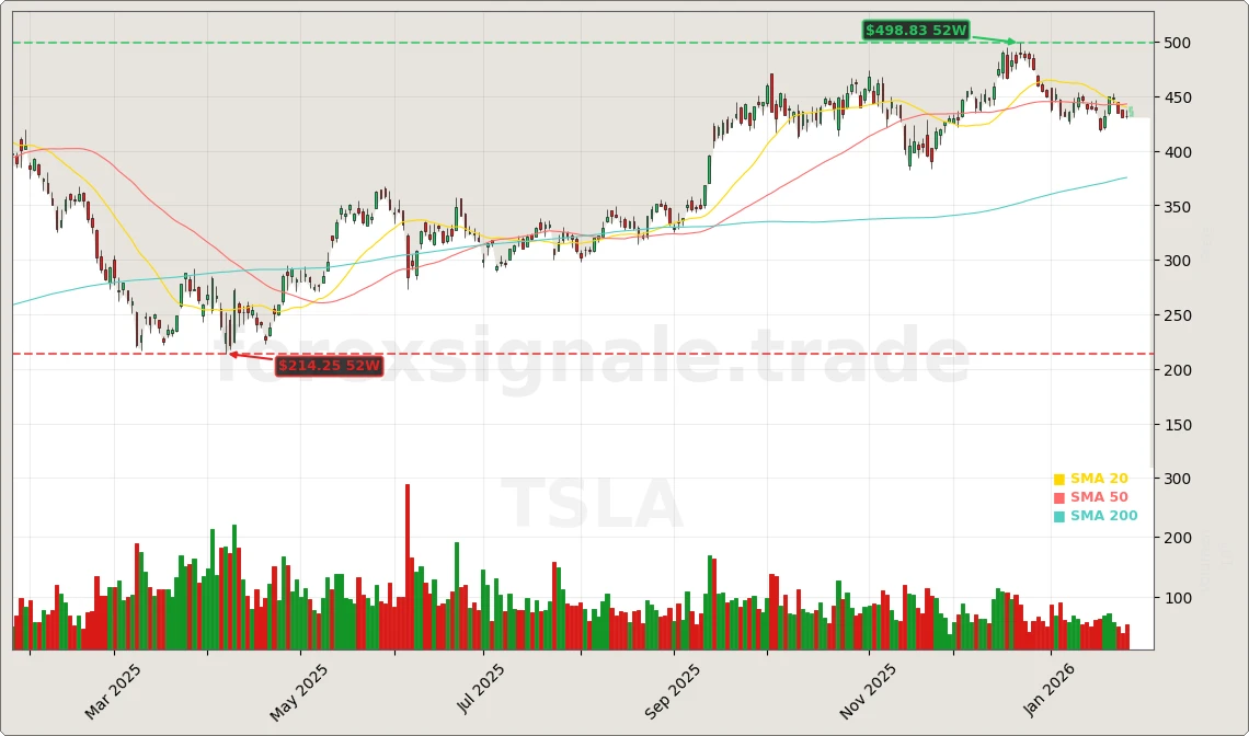 Tesla, Inc. Aktienchart - 252 Tage Kursverlauf - Januar 2026
