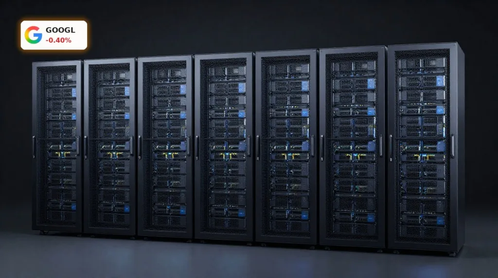 Hochmoderne Rechenzentren und Server symbolisieren Alphabet KI-Investitionen