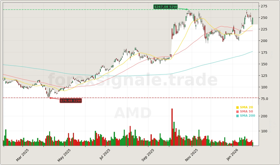 AMD Aktienchart - 252 Tage Kursverlauf - Februar 2026