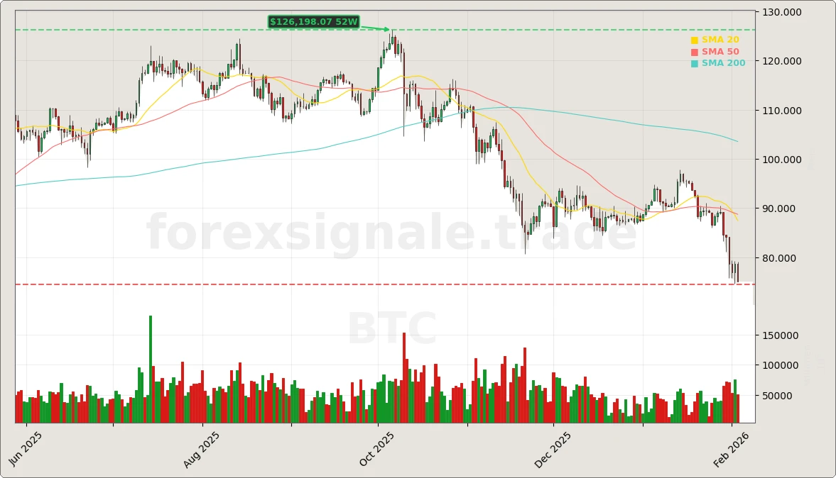 Bitcoin Aktienchart - 252 Tage Kursverlauf - Februar 2026