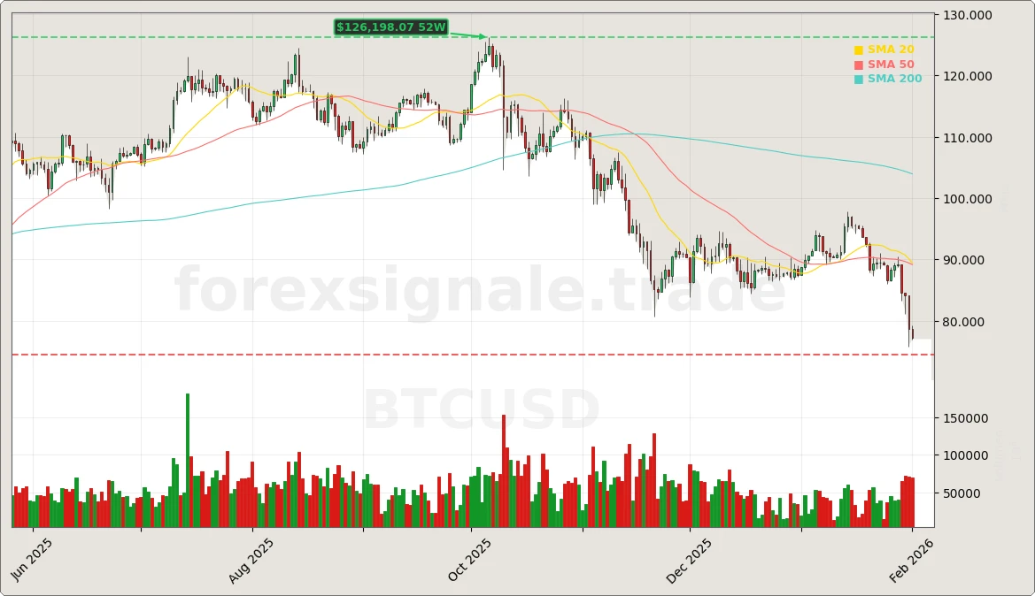 BTCUSD Aktienchart - 252 Tage Kursverlauf - Februar 2026