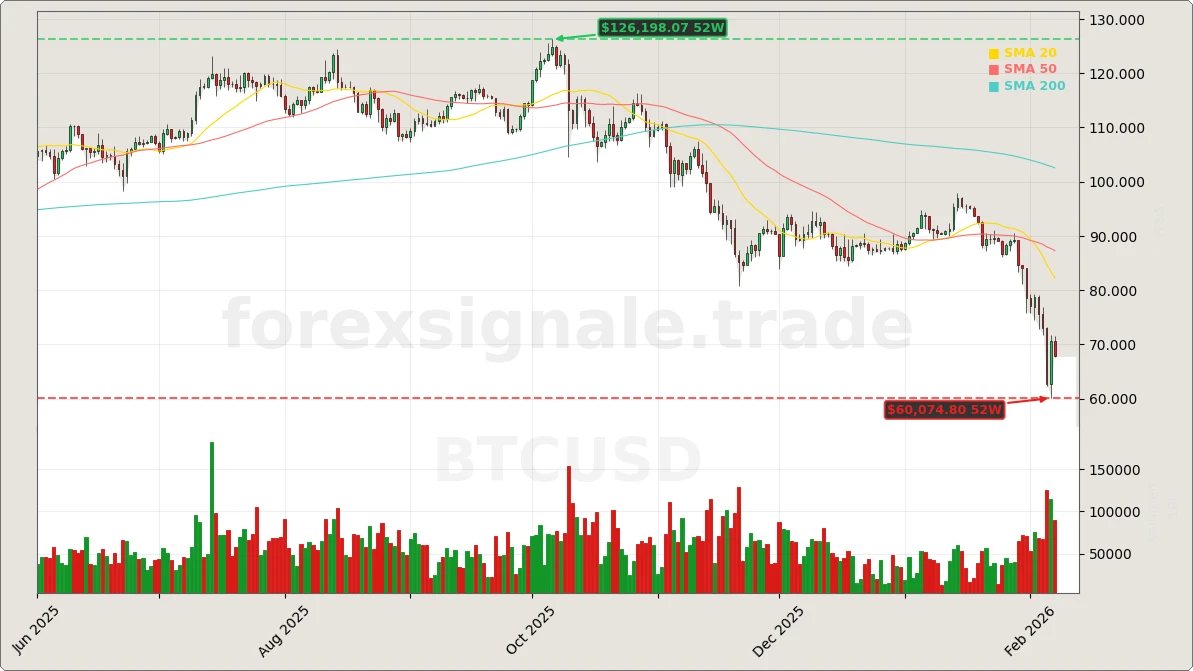 Bitcoin Aktienchart - 252 Tage Kursverlauf - Februar 2026