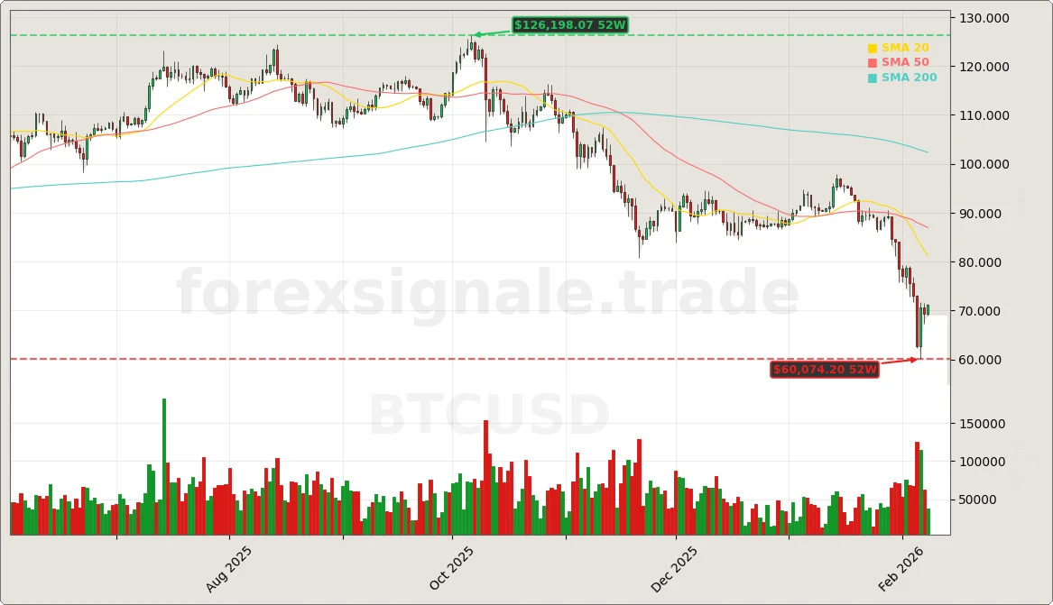 Bitcoin Aktienchart - 252 Tage Kursverlauf - Februar 2026