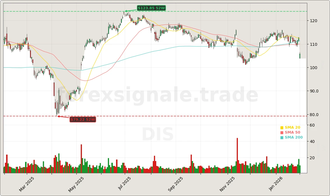 The Walt Disney Company Aktienchart - 252 Tage Kursverlauf - Februar 2026
