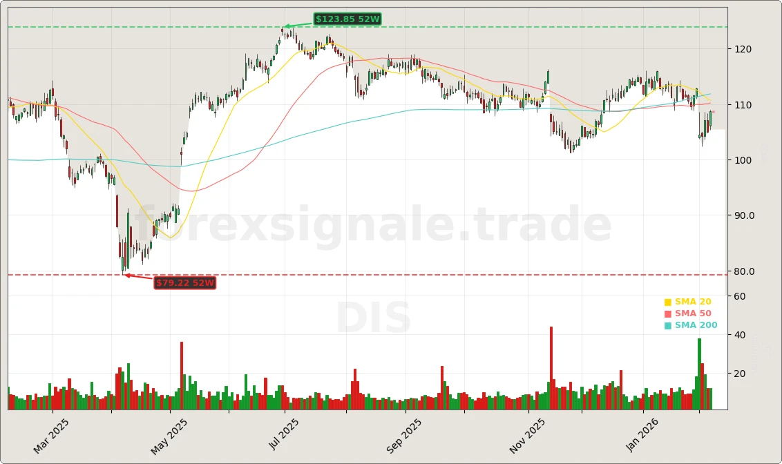 The Walt Disney Company Aktienchart - 252 Tage Kursverlauf - Februar 2026