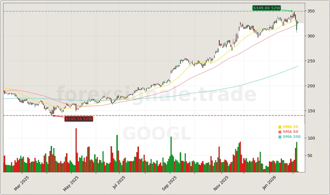 Alphabet Inc. Aktienchart - 252 Tage Kursverlauf - Februar 2026