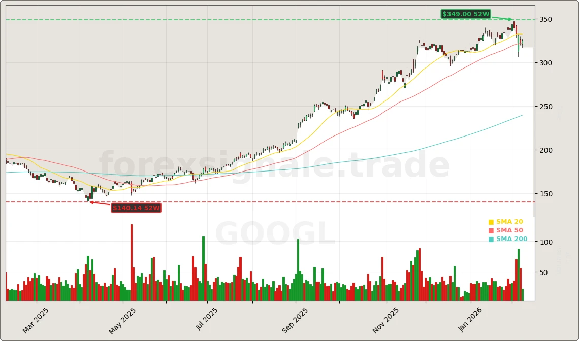 Alphabet Inc. Aktienchart - 252 Tage Kursverlauf - Februar 2026