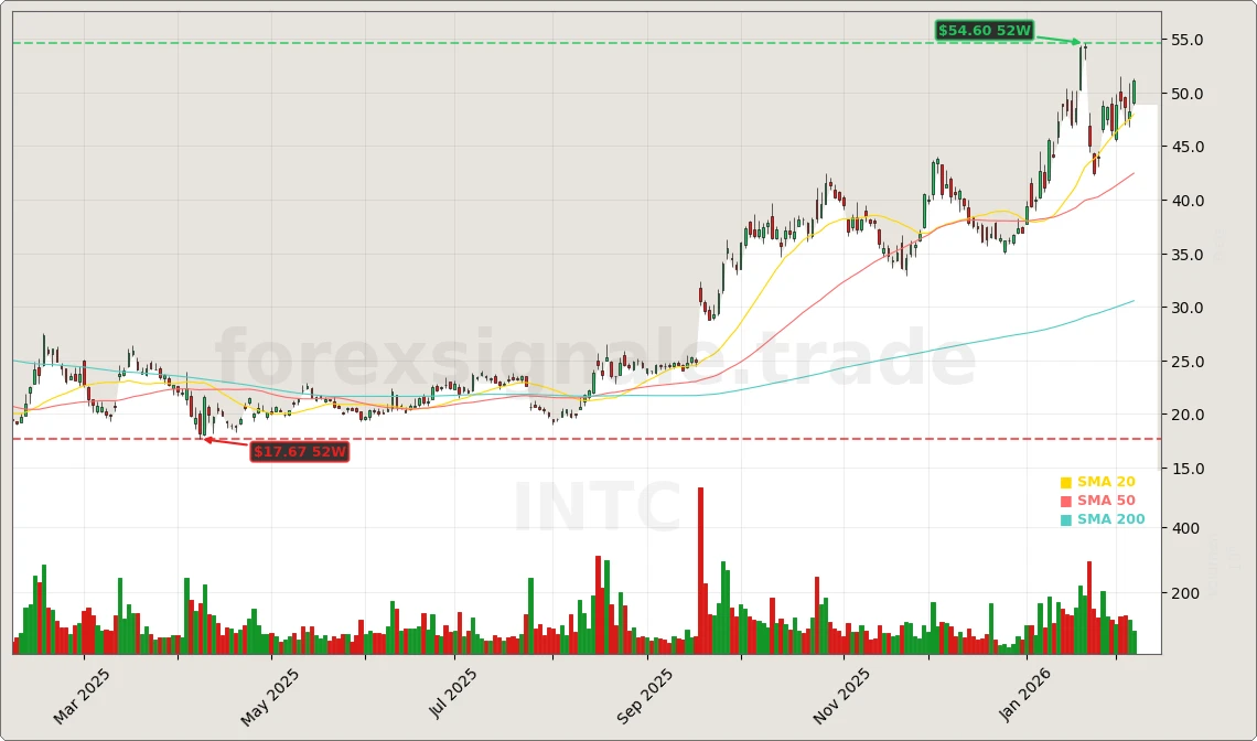 Intel Corporation Aktienchart - 252 Tage Kursverlauf - Februar 2026