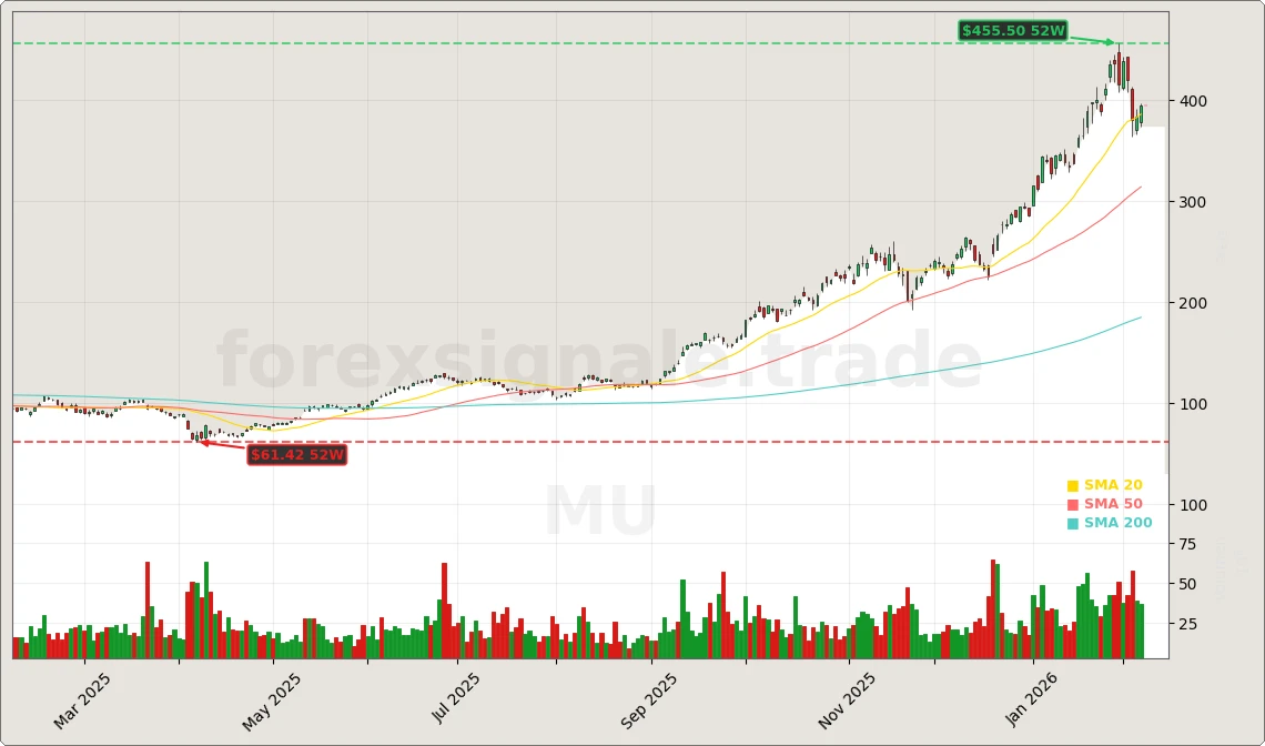 Micron Technology und KI-Speicherboom Aktienchart - 252 Tage Kursverlauf - Februar 2026