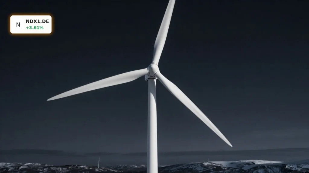 Moderne Nordex Windturbine im Fokus, Symbol für boomende Nordex Auftragseingaenge und Rekordpipeline