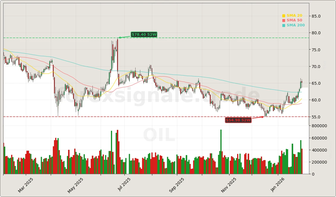 WTI Oel Aktienchart - 252 Tage Kursverlauf - Februar 2026