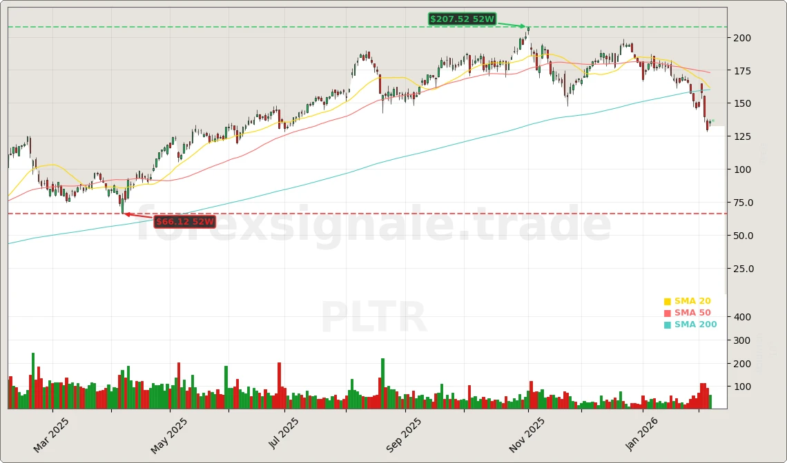 Palantir Technologies Inc. Aktienchart - 252 Tage Kursverlauf - Februar 2026