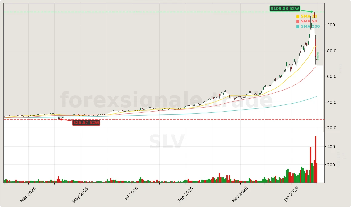 iShares Silver Trust Aktienchart - 252 Tage Kursverlauf - Februar 2026