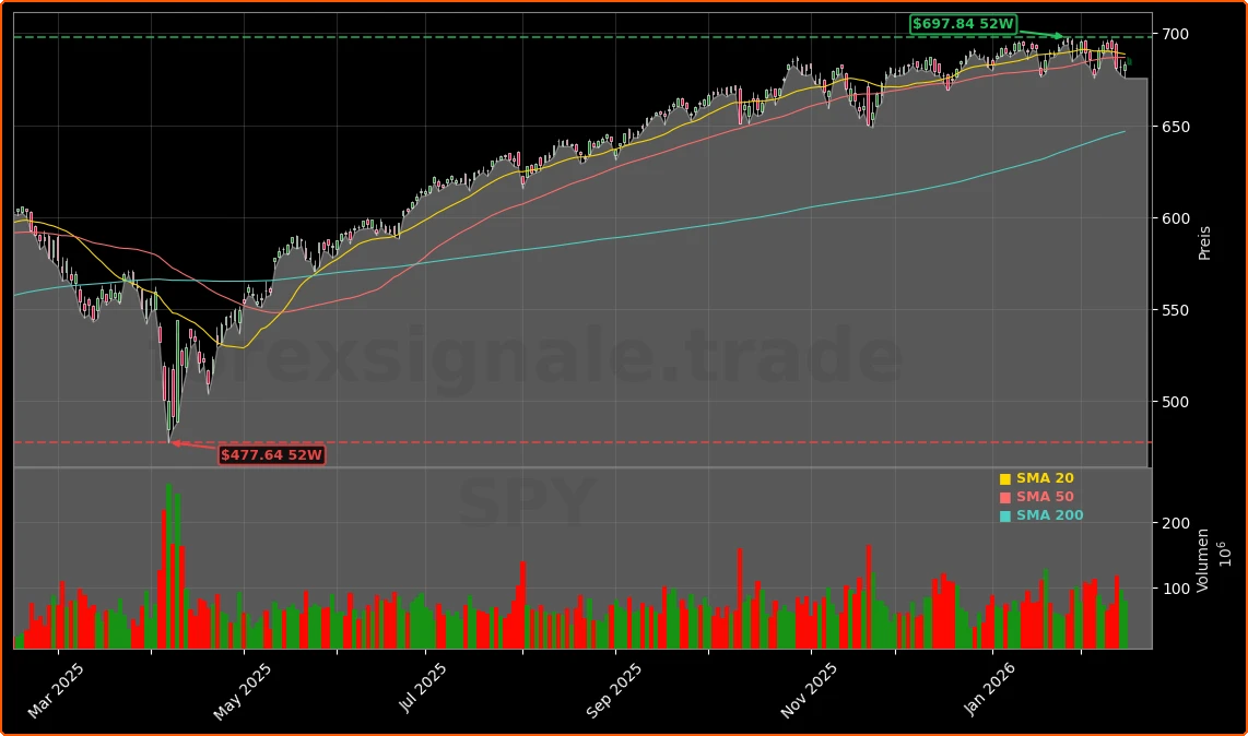 Federal Reserve Zinspfad: Wie der KI-Boom den Kurs der Fed dreht 1 Federal Reserve Zinspfad und KI-Debatte Aktienchart - 252 Tage Kursverlauf - Februar 2026