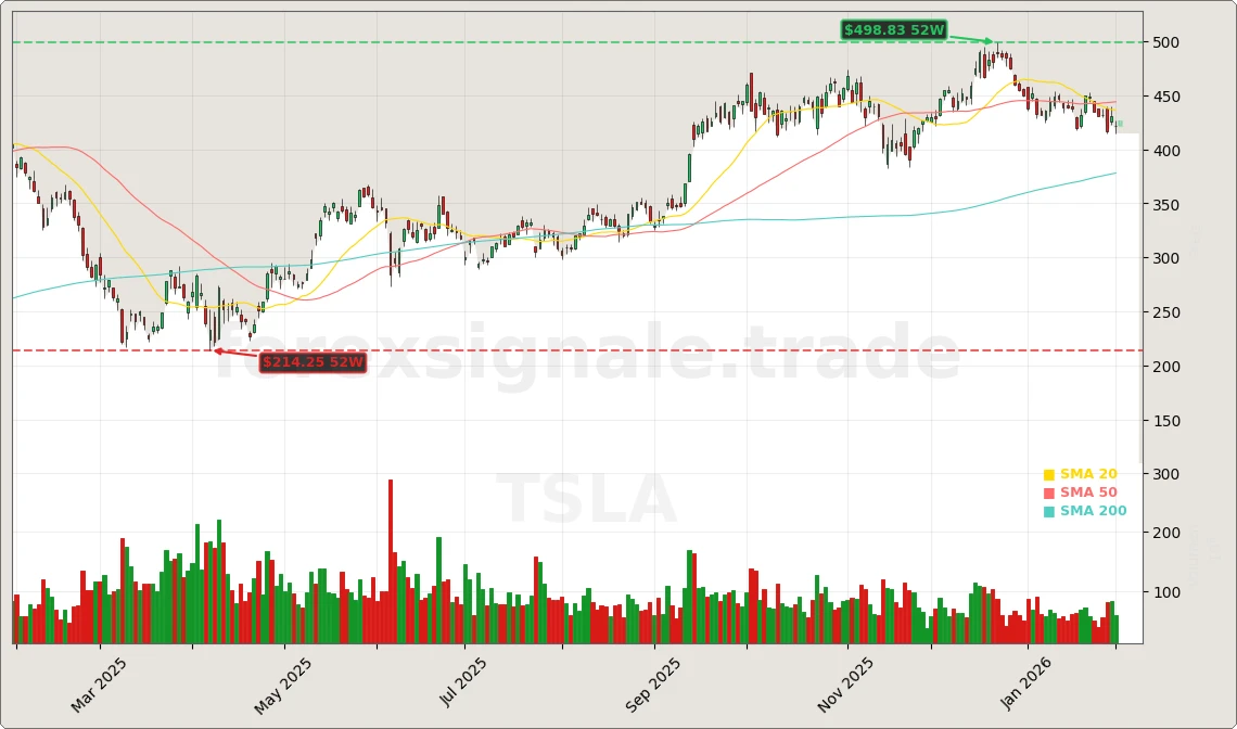 SpaceX xAI-Fusion: 1,25-Billionen-Deal schockt Markt 7 Tesla Aktienchart - 252 Tage Kursverlauf - Februar 2026