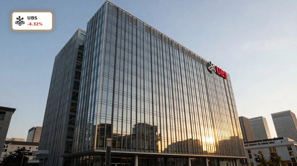 UBS Quartalszahlen mit Milliardengewinn und moderner UBS Zentrale bei Abendlicht