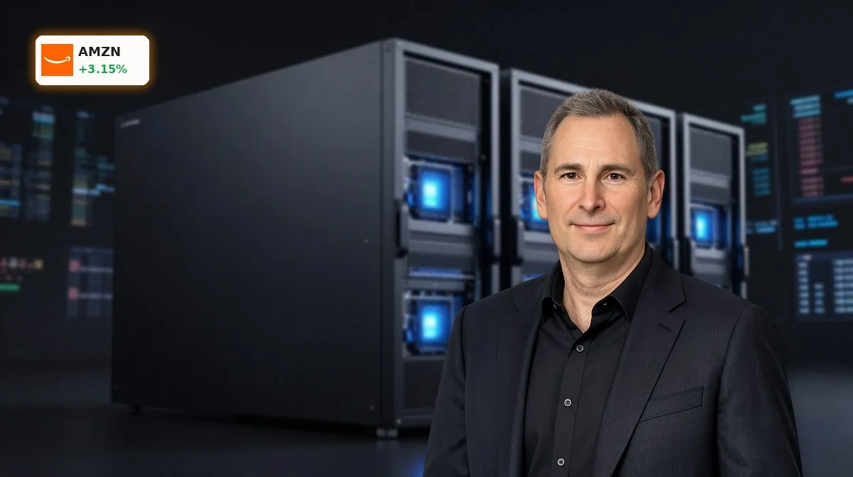 AWS-Rechenzentrum mit KI-Servern als Symbol für starke Amazon Quartalszahlen