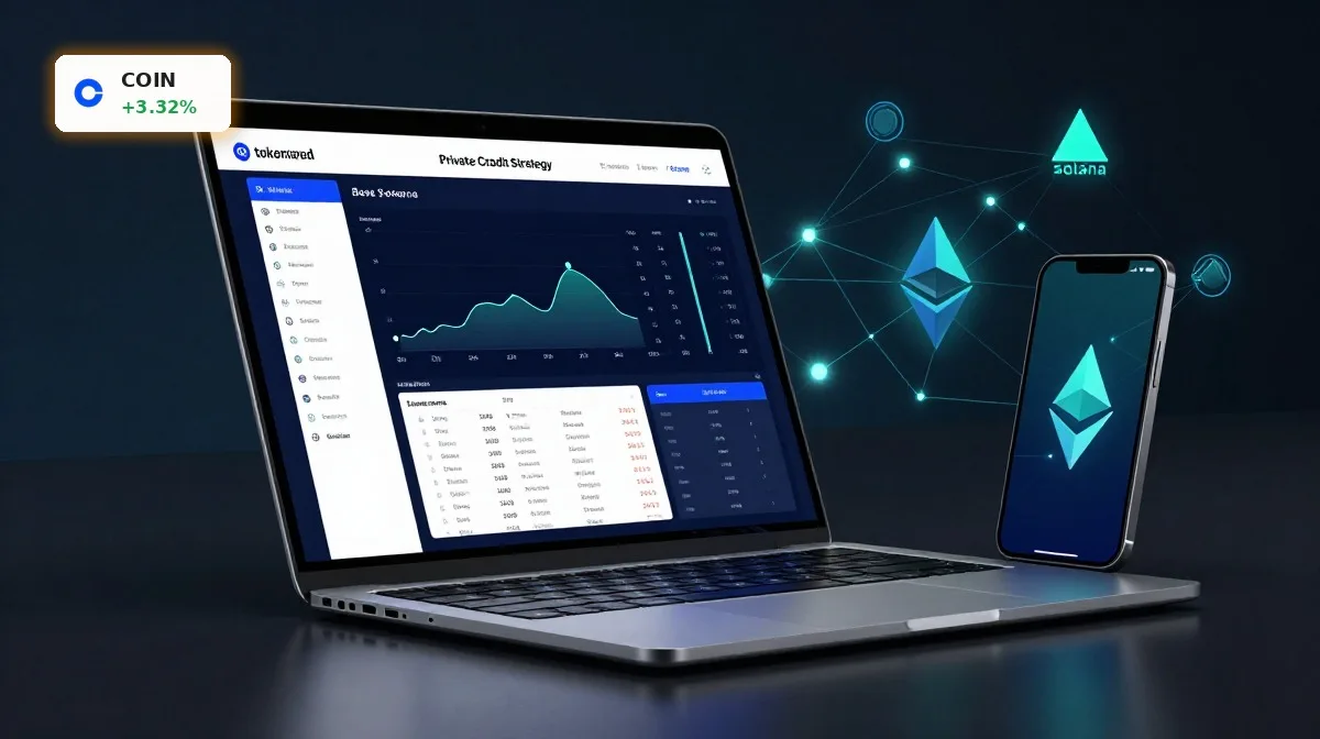 Digitale Plattform zur Coinbase Kreditstrategie mit tokenisierten Privatkrediten für institutionelle Anleger