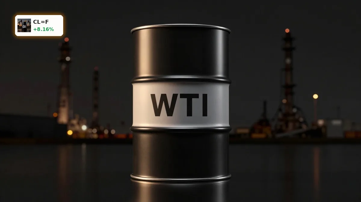 WTI Oelpreis Rallye mit edel inszeniertem Oelfass vor dunklem Hintergrund