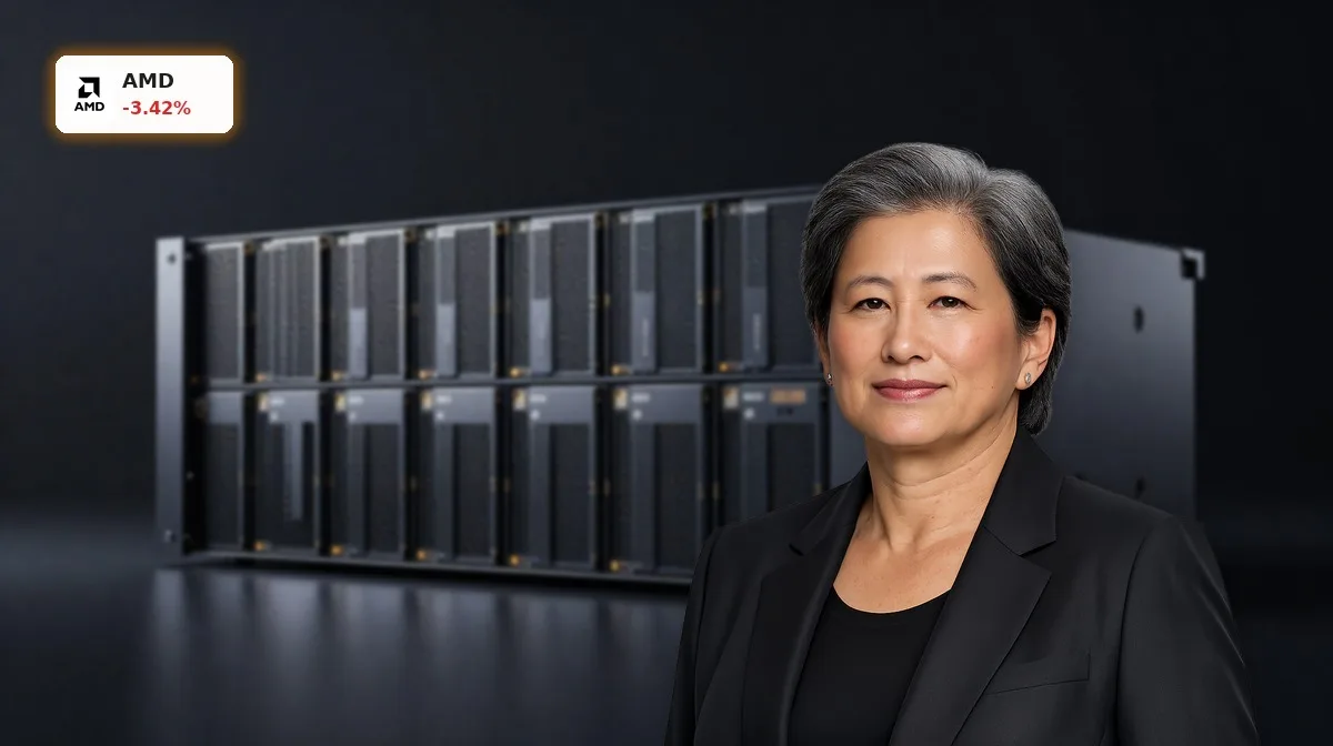 Hochmoderne Serverracks mit EPYC und Instinct GPUs als AMD KI-Infrastruktur im Datacenter