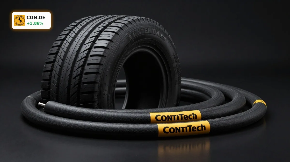 Continental Quartal im Fokus mit Premium-Reifen und ContiTech-Industrieprodukt als Symbol für Margenstärke
