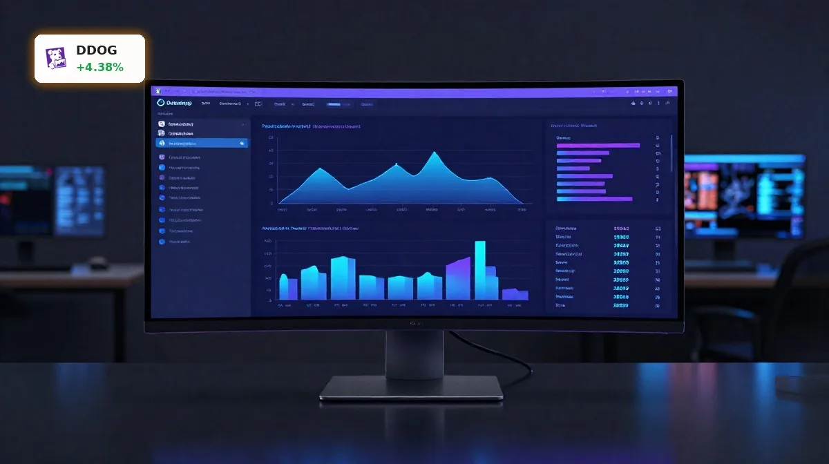 Datadog Quartal im Fokus mit leuchtendem Observability-Dashboard und wachsender Kursdynamik