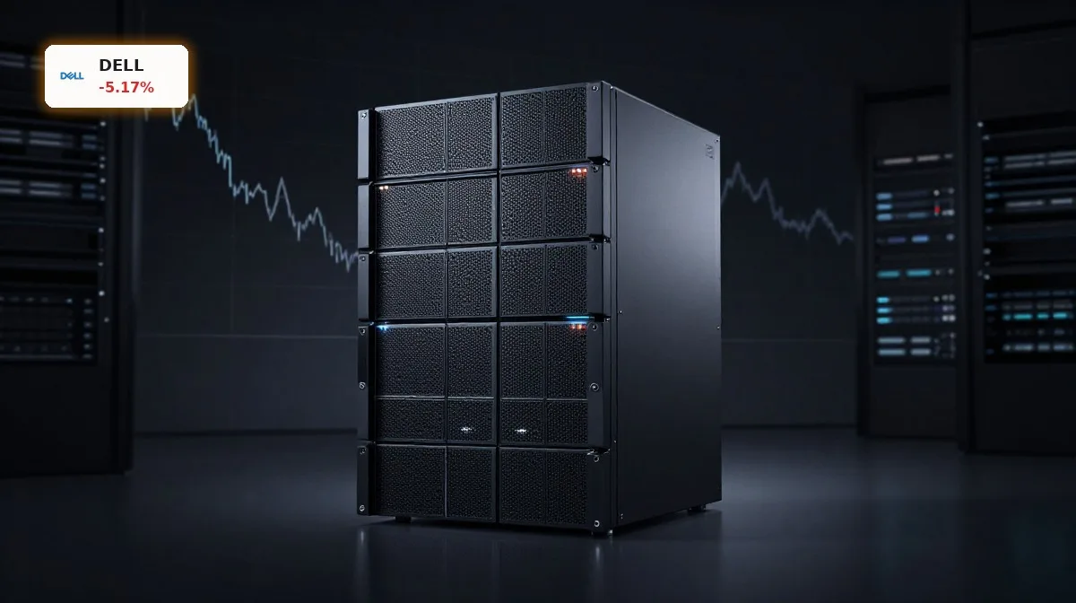 Dell Technologies Herabstufung im Fokus, Premium-KI-Server im Rechenzentrum als Symbol für Bewertungsrisiken