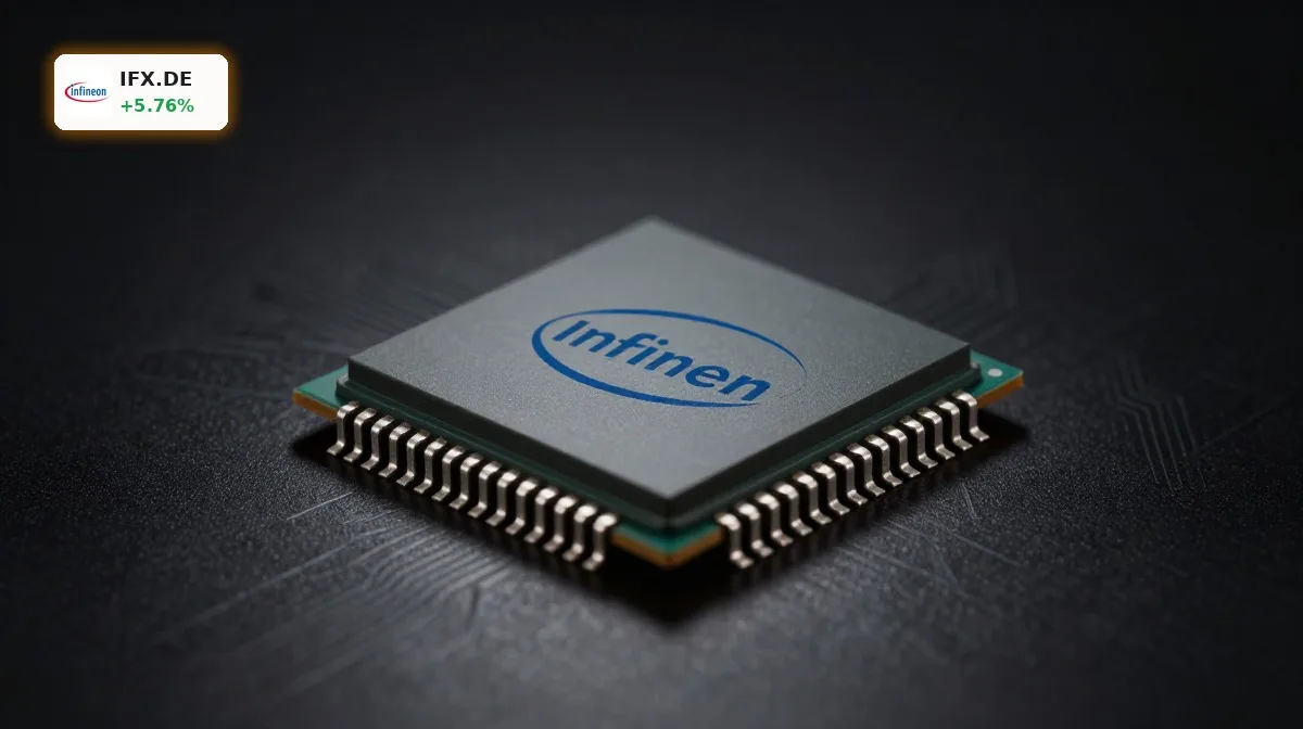 Infineon Quartal im Fokus mit hochwertigem Halbleiterchip als Symbol für Wachstum und KI-Boom