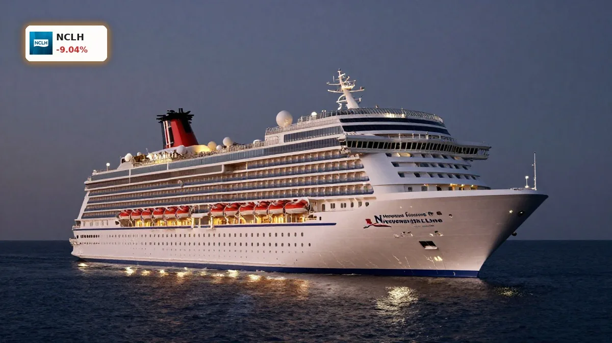 Norwegian Cruise Line Quartal im Fokus mit modernem Kreuzfahrtschiff Norwegian Luna vor dunklem Horizont