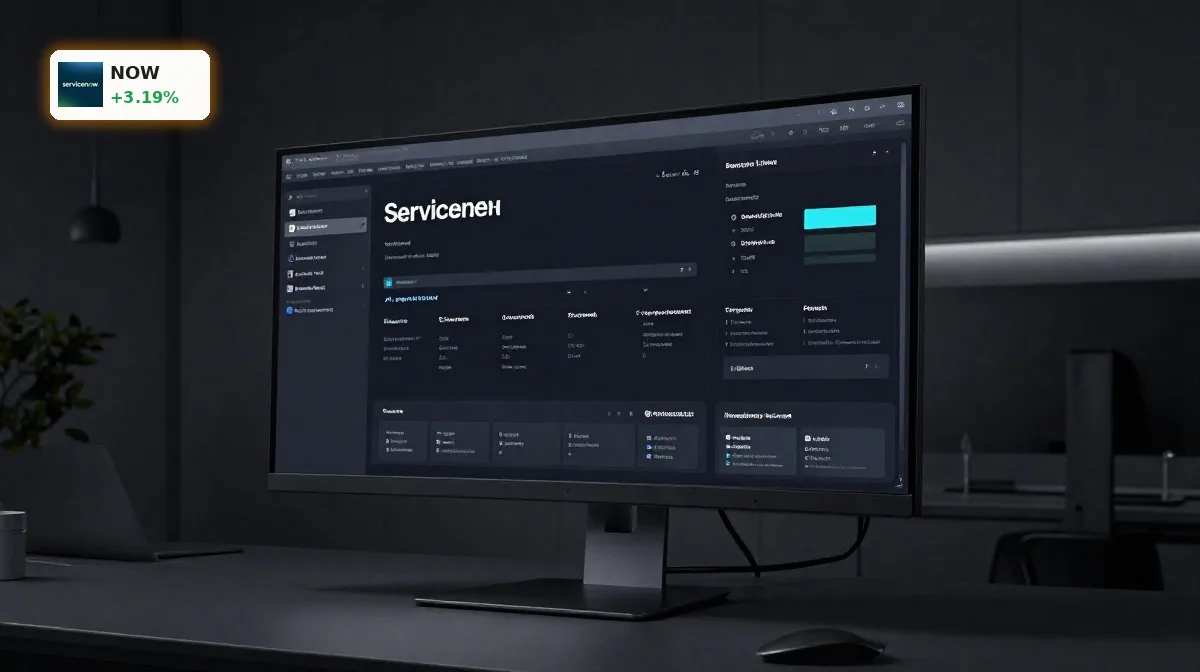 ServiceNow Quartal mit KI-Plattform und Workflow-Software im Fokus auf modernem Bildschirm