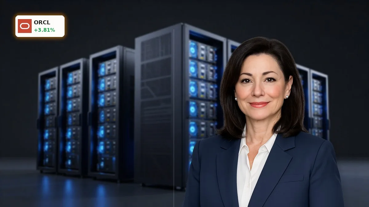Hochmodernes Rechenzentrum mit Oracle-Servern als Symbol für Oracle KI-Auftragsbestand