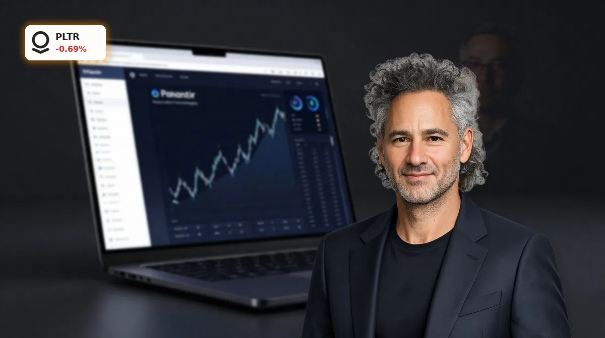 Palantir Quartal im Fokus mit KI-Analyseplattform vor dunklem Börsenhintergrund