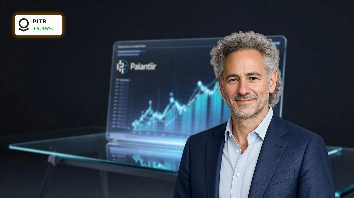 Palantir Quartal mit +70% Umsatzboom: Rallye oder Bewertungs-Schock? 6 Palantir Quartal mit KI-Plattform und Datenanalyse im Fokus, symbolisiert starkes Wachstum und Bewertungsdiskussion