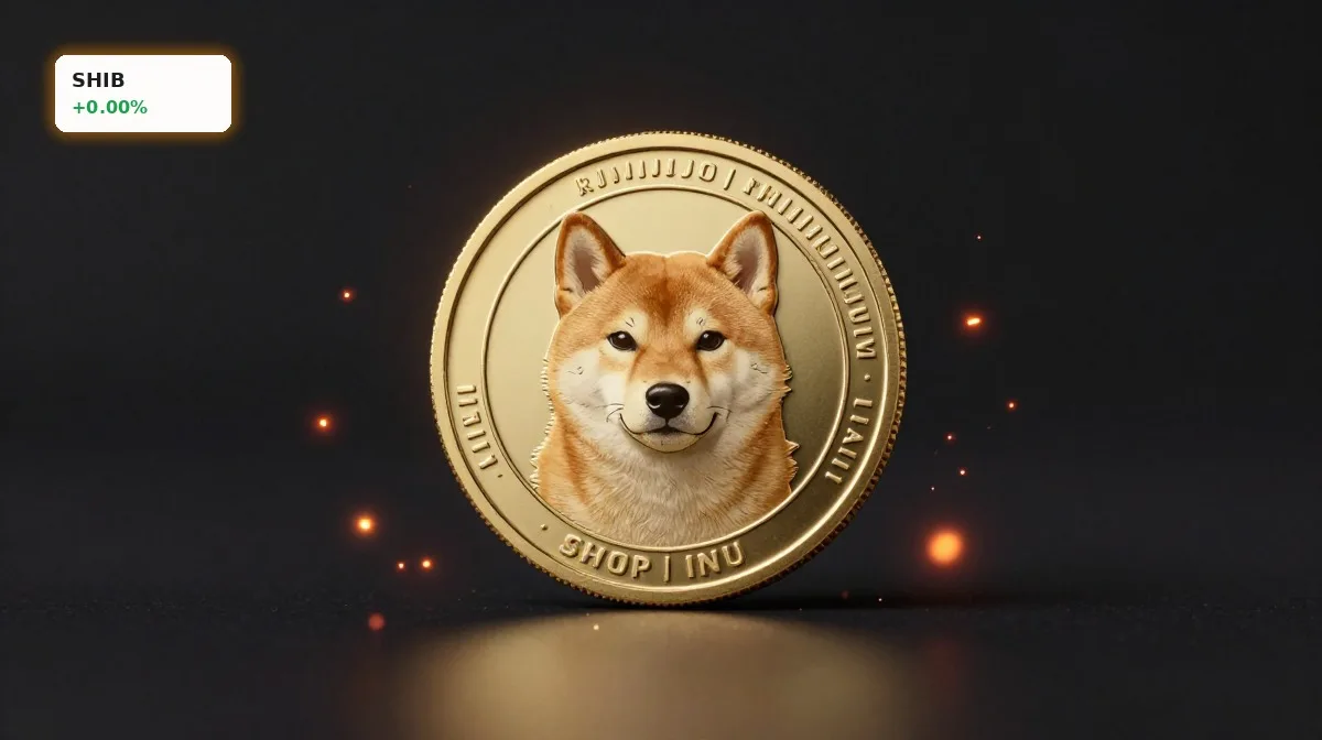 Shiba Inu Burn mit glühenden Partikeln als Symbol für sinkendes SHIB-Angebot