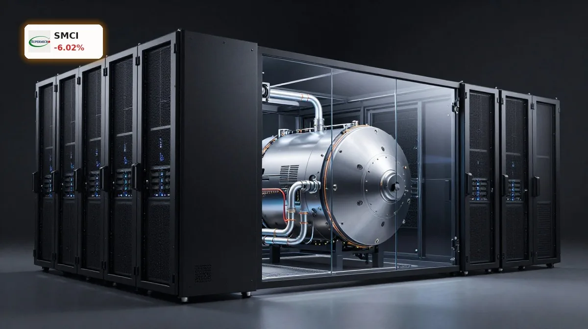 Futuristische Serverracks mit Mikroreaktor für Supermicro Nuklear-KI-Rechenzentren