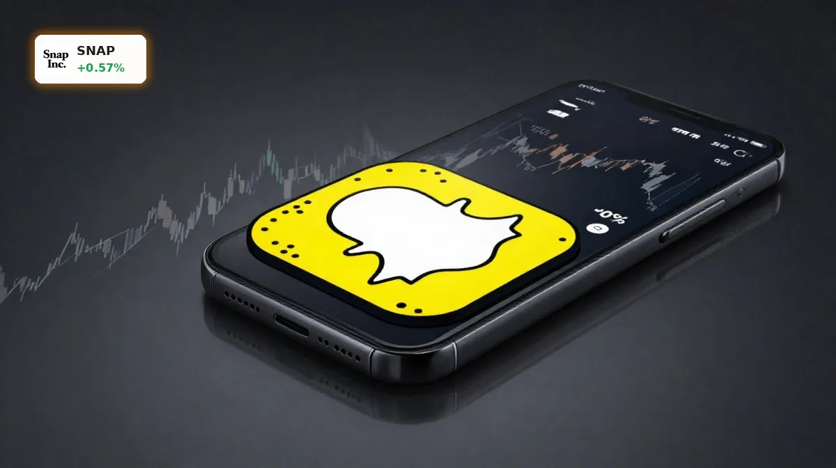 Snap Quartal mit Snapchat-App im Fokus vor dezentem Börsenhintergrund und Wachstumsanzeige