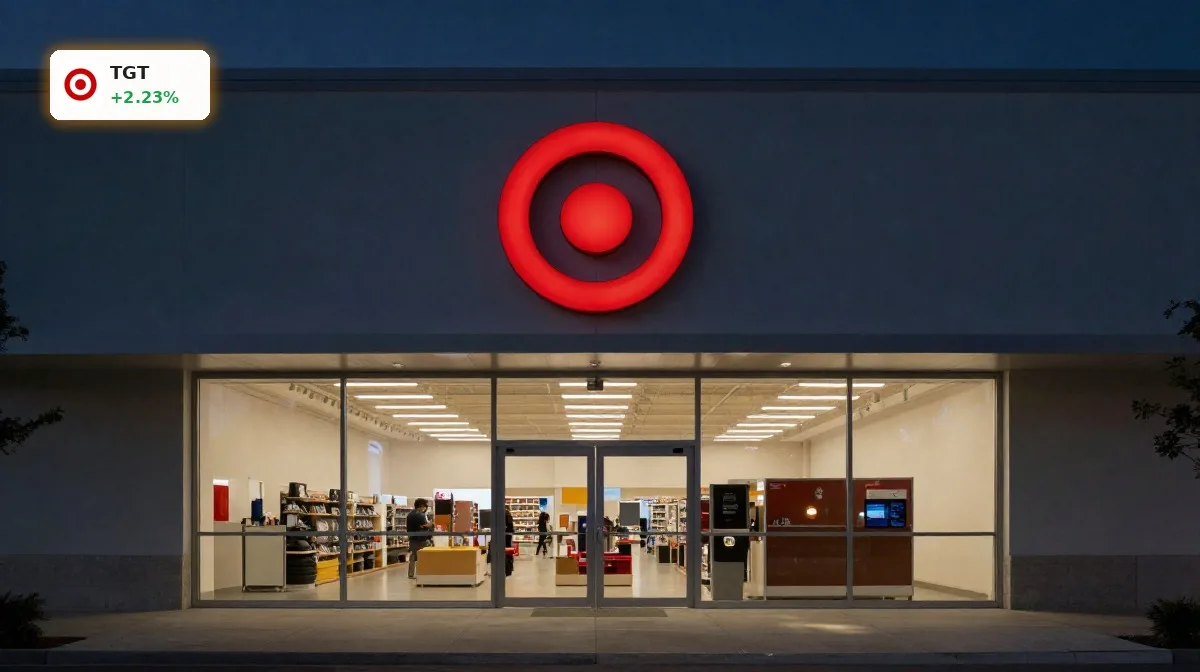 Target Quartal mit 1,71 $ Gewinn je Aktie: Rallye-Chance oder Warnsignal? 5 Target Quartal im Fokus: moderne Target-Filiale mit rotem Bullseye-Logo bei Abendlicht