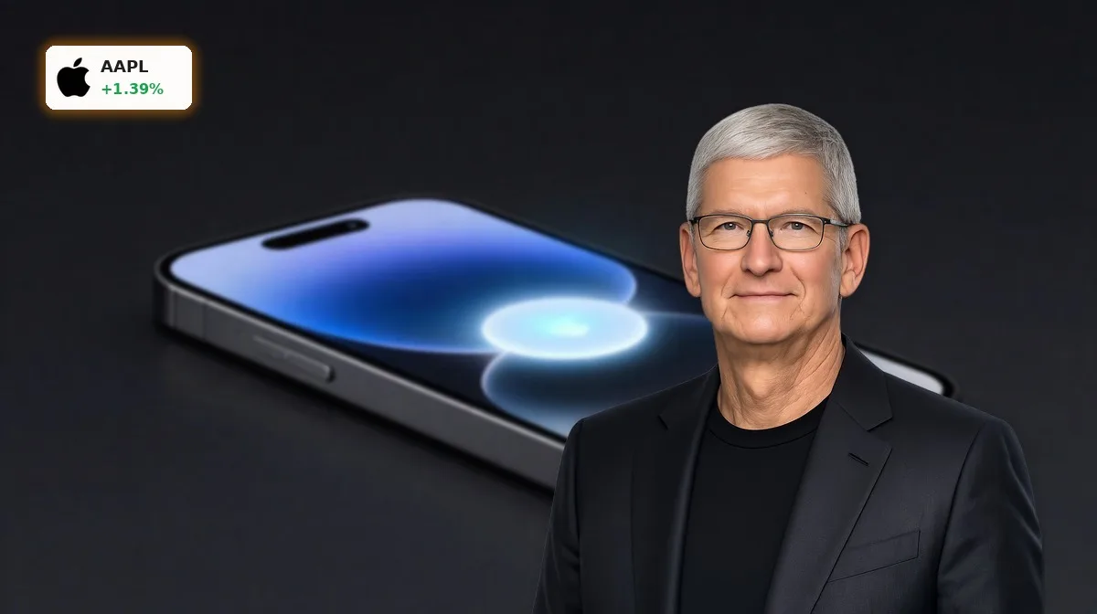 Apple Siri AI Warnung nach WWDC: Börse bleibt skeptisch 3 Apple Siri AI auf einem iPhone mit leuchtender Sprachassistenz-Oberfläche vor dunklem Hintergrund