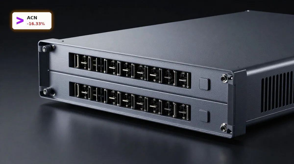 Accenture Quartal: Schock nach 16,3% Einbruch und Ausblick 5 Accenture Quartal mit Cybersecurity-Hardware als Symbol für Übernahmen und gesenkten Umsatzausblick